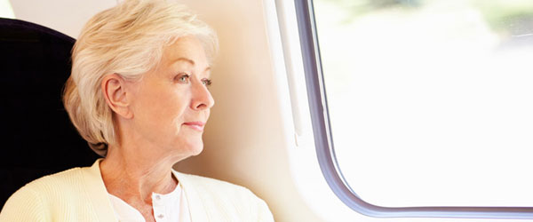 Lady travelling by train